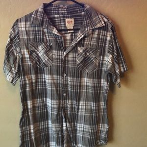 Grey and White Plaid Mossimo Button Up